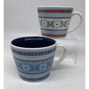 Omni Hotels & Resorts Set 2 Honey & Hank Coffee Tea Mugs Cups Fair Isle Pattern